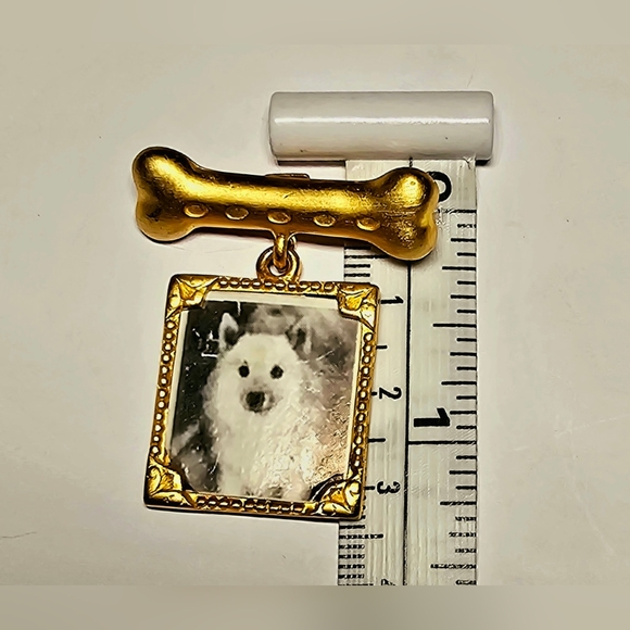 NWT JJ Artifacts gold bone, drop picture frame for your dog brooch, dog lovers - Picture 5 of 6